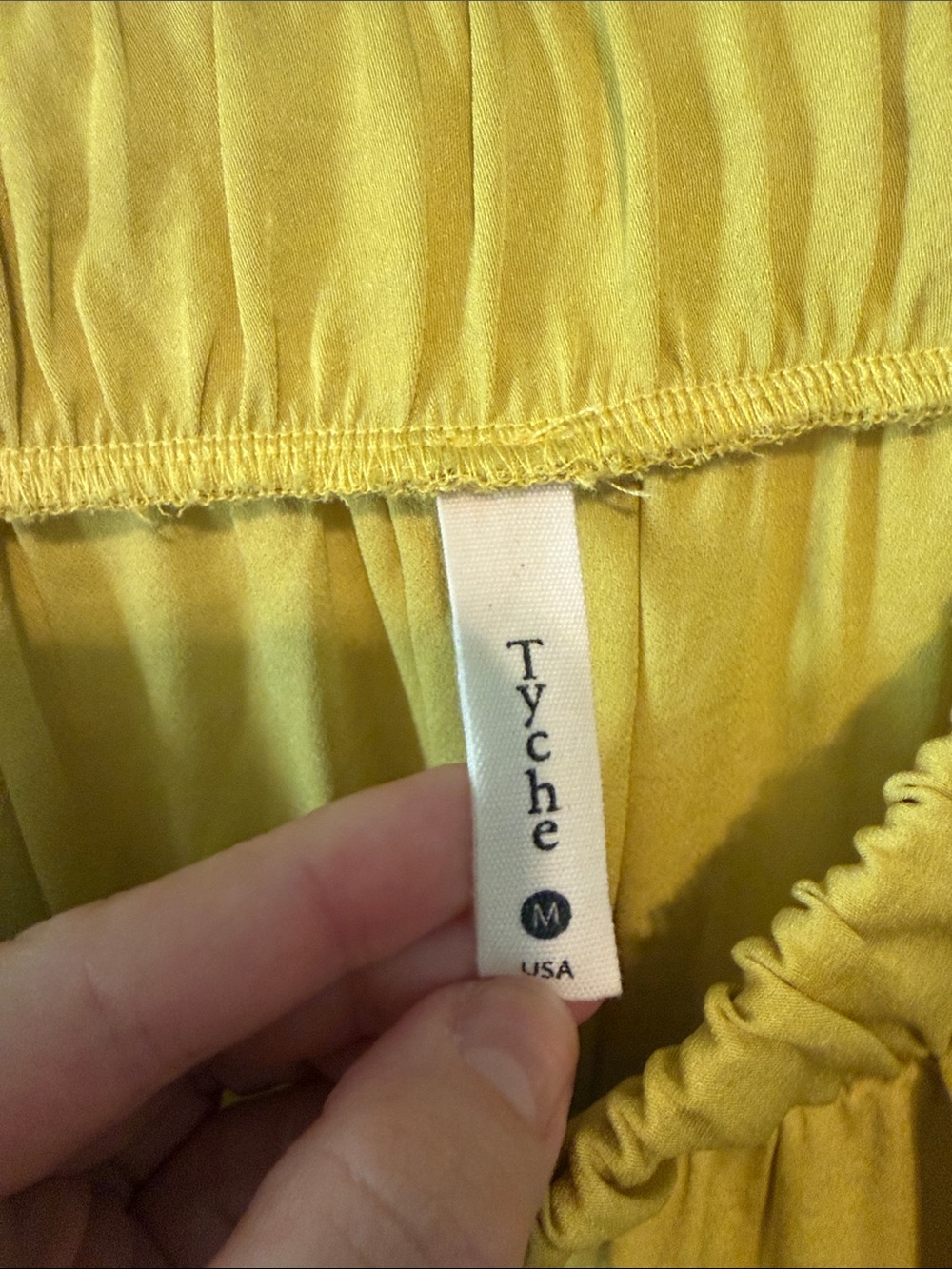Tyche Bright Yellow Elastic-Waist Boho Festival Fairy Satin Maxi Skirt Size M - Picture 2 of 6